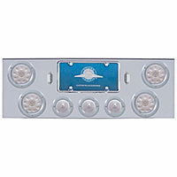 Chrome Rear Center Panel w/ 4 X 10 LED 4" Lights & 3 X 13 LED 2-1/2" Beehive Lights & Bezels - Red LEDs (Red or Clear Lens)