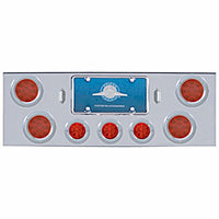 Chrome Rear Center Panel w/ 4 X 12 LED 4" Reflector Lights & 3 X 13 LED 2-1/2" Beehive Lights - Red LEDs (Red or Clear Lens)