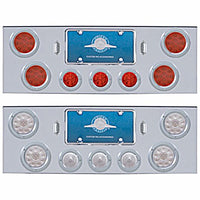 Chrome Rear Center Panel w/ 4 X 12 LED 4" Reflector Lights & 3 X 13 LED 2-1/2" Beehive Lights - Red LEDs (Red or Clear Lens)
