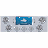 Chrome Rear Center Panel w/ 4 X 12 LED 4" Reflector Lights & 3 X 13 LED 2-1/2" Lights & Visors - Red LEDs (Red or Clear Lens)