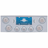 Chrome Rear Center Panel w/ 4 X 12 LED 4" Reflector Lights & 3 X 13 LED 2-1/2" Beehive Lights - Red LEDs (Red or Clear Lens)