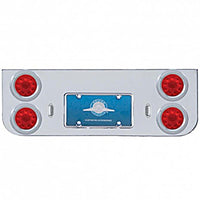 Chrome Rear Center Panel w/ 4 X 10 LED 4" Lights & Bezels - Red LEDs (Red or Clear Lens)