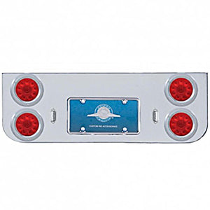 Chrome Rear Center Panel w/ 4 X 10 LED 4" Lights & Bezels - Red LEDs (Red or Clear Lens)