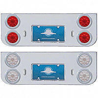 Chrome Rear Center Panel w/ 4 X 10 LED 4" Lights & Bezels - Red LEDs (Red or Clear Lens)
