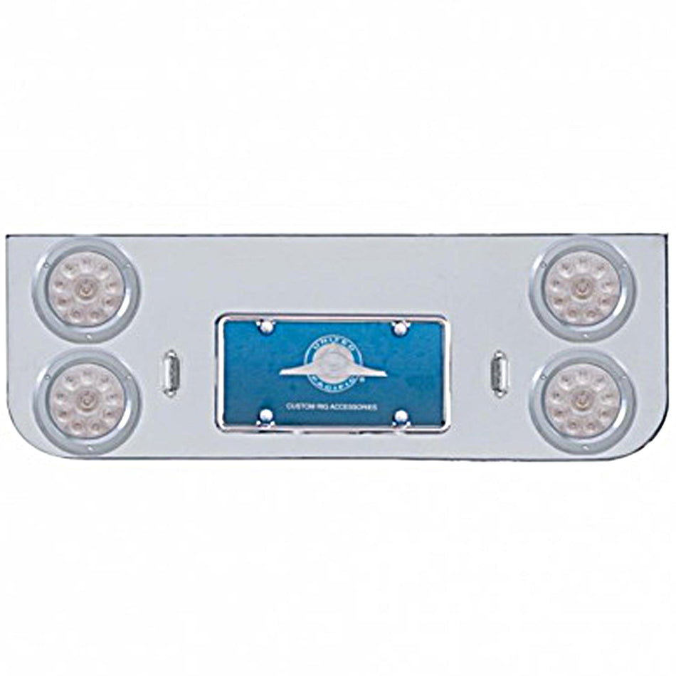 Chrome Rear Center Panel w/ 4 X 10 LED 4" Lights & Bezels - Red LEDs (Red or Clear Lens)