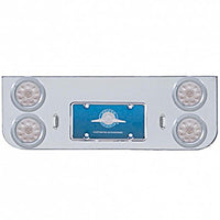 Chrome Rear Center Panel w/ 4 X 10 LED 4" Lights & Bezels - Red LEDs (Red or Clear Lens)