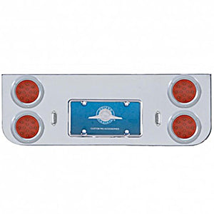 Chrome Rear Center Panel w/ 4 X 12 LED 4" Reflector Lights & Bezels - Red LEDs (Red or Clear Lens)