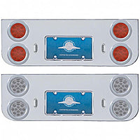 Chrome Rear Center Panel w/ 4 X 12 LED 4" Reflector Lights & Bezels - Red LEDs (Red or Clear Lens)