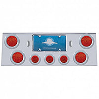 Stainless Steel Rear Center Panel w/ 4 X 7 LED 4" Reflector Lights & 3 X 13 LED 2-1/2" Lights - Red LEDs (Red or Clear Lens)