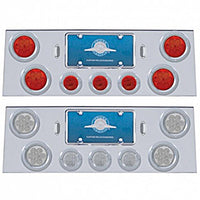 Stainless Steel Rear Center Panel w/ 4 X 7 LED 4" Reflector Lights & 3 X 13 LED 2-1/2" Lights - Red LEDs (Red or Clear Lens)