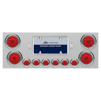 Stainless Steel Rear Center Panel w/ 4 X 10 LED 4" Lights & 6 X 9 LED 2" Lights - Red LEDs (Red or Clear Lens)