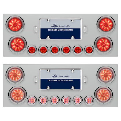 Stainless Steel Rear Center Panel w/ 4 X 10 LED 4" Lights & 6 X 9 LED 2" Lights - Red LEDs (Red or Clear Lens)