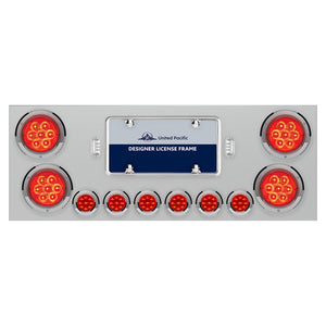 Stainless Steel Rear Center Panel w/ 4 X 7 LED 4" Reflector Lights & 6 X 9 LED 2" Lights - Red LEDs (Red or Clear Lens)