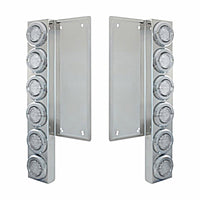 Freightliner Stainless Steel Front Air Cleaner Bracket w/ 12X 9 LED 2" Lights & Bezels - Amber LED (Clear Lens)