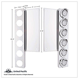 Freightliner Stainless Steel Front Air Cleaner Bracket w/ 12X 9 LED 2" Lights & Bezels - Amber LED (Clear Lens)