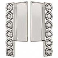 Freightliner Stainless Steel Front Air Cleaner Bracket w/ 12 X 9 LED 2" Reflector Lights & Bezels - Amber LEDs (Amber or Clear Lens)