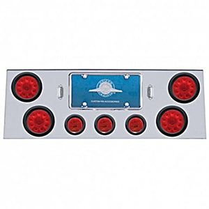 Stainless Steel Rear Center Panel w/ 4 X 10 LED 4" Lights & 3 X 13 LED 2-1/2" Lights - Red LEDs (Red or Clear Lens)