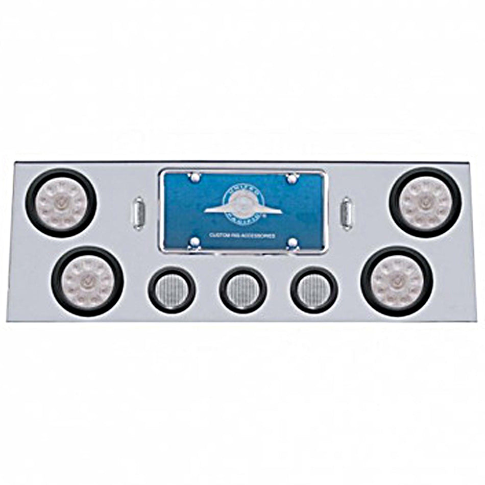 Stainless Steel Rear Center Panel w/ 4 X 10 LED 4" Lights & 3 X 13 LED 2-1/2" Lights - Red LEDs (Red or Clear Lens)