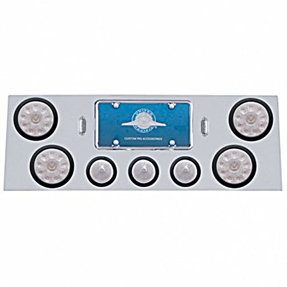 Stainless Steel Rear Center Panel w/ 4 X 10 LED 4" Lights & 3 X 13 LED 2-1/2" Beehive Lights - Red LEDs (Red or Clear Lens)