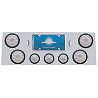 Stainless Steel Rear Center Panel w/ 4 X 10 LED 4" Lights & 3 X 13 LED 2-1/2" Beehive Lights - Red LEDs (Red or Clear Lens)
