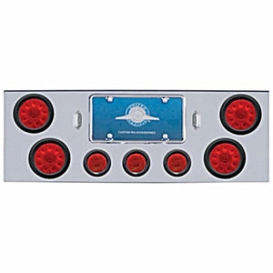 Chrome Rear Center Panel w/ 4 X 10 LED 4" Lights & 3 X 13 LED 2-1/2" Lights - Red LEDs (Red or Clear Lens)