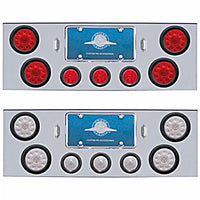 Chrome Rear Center Panel w/ 4 X 10 LED 4" Lights & 3 X 13 LED 2-1/2" Beehive Lights - Red LEDs (Red or Clear Lens)