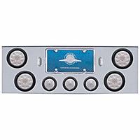 Chrome Rear Center Panel w/ 4 X 10 LED 4" Lights & 3 X 13 LED 2-1/2" Beehive Lights - Red LEDs (Red or Clear Lens)