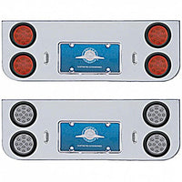 Chrome Rear Center Panel w/ 4 X 12 LED 4" Reflector Lights & Grommets - Red LEDs (Red or Clear Lens)