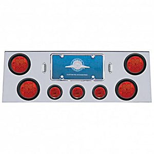 Stainless Steel Rear Center Panel w/ 4 X 7 LED 4" Reflector Lights & 3 X 13 LED 2-1/2" Lights - Red LEDs (Red or Clear Lens)