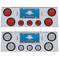 Stainless Steel Rear Center Panel w/ 4 X 7 LED 4" Reflector Lights & 3 X 13 LED 2-1/2" Lights - Red LEDs (Red or Clear Lens)
