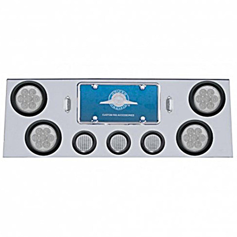 Stainless Steel Rear Center Panel w/ 4 X 7 LED 4" Reflector Lights & 3 X 13 LED 2-1/2" Lights - Red LEDs (Red or Clear Lens)