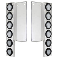 Freightliner Stainless Steel Front Air Cleaner Bracket w/ 12 X 9 LED 2" Lights - Amber LEDs (Clear Lens)