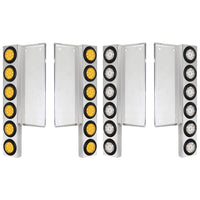 Freightliner Stainless Steel Front Air Cleaner Bracket w/ 12 X 9 LED 2" Reflector Lights - Amber LEDs (Amber or Clear Lens)