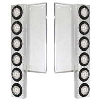 Freightliner Stainless Steel Front Air Cleaner Bracket w/ 12 X 9 LED 2" Reflector Lights - Amber LEDs (Amber or Clear Lens)