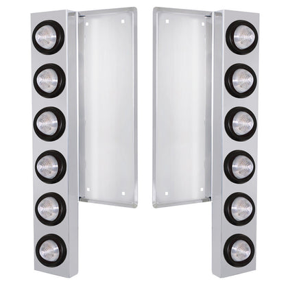 Freightliner Stainless Steel Front Air Cleaner Bracket w/ 12 X 9 LED 2" Beehive Lights - Amber LEDs (Clear Lens)