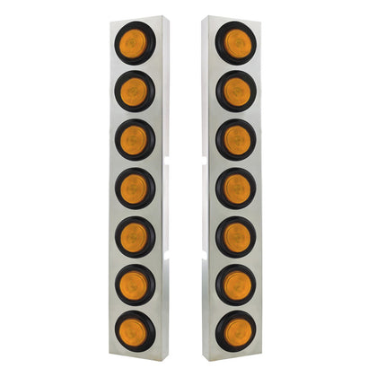 United Pacific - Kenworth Stainless Front Air Cleaner Bracket w/ 14 X 2" Flat Lights & Grommets