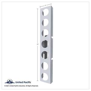 United Pacific - Kenworth Stainless Front Air Cleaner Bracket w/ 14 X 2" Flat Lights & Grommets