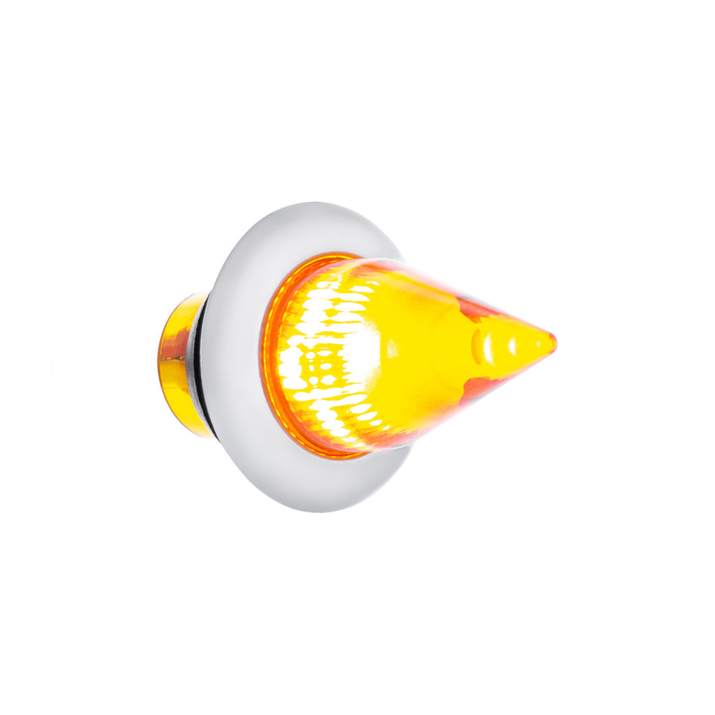 4 LED Dual Function 3/4" Mini Spike Clearance/Marker Light With Stainless Steel Bezel - Amber, Red, Blue or White (Clear Lens)
