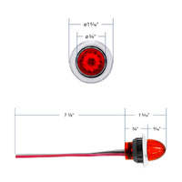 4 LED Dual Function 3/4" Mini Watermelon Clearance/Marker Light - Red LEDs (Red Lens)
