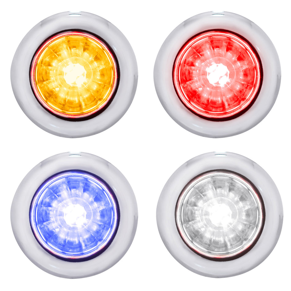 4 LED Dual Function 3/4" Mini Watermelon Clearance/Marker Light - Amber, Red, Blue or White LEDs (Clear Lens) - Berube's Truck Accessories
