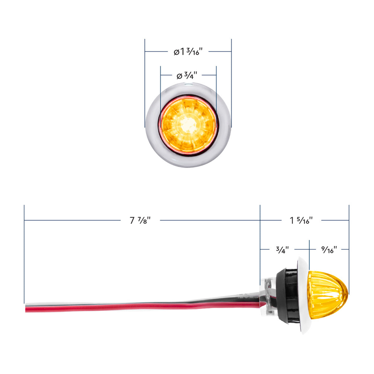 4 LED Dual Function 3/4" Mini Watermelon Clearance/Marker Light - Amber, Red, Blue or White LEDs (Clear Lens) - Berube's Truck Accessories