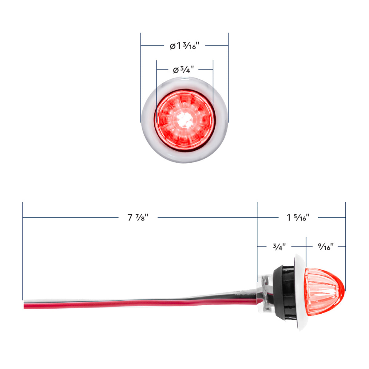 4 LED Dual Function 3/4" Mini Watermelon Clearance/Marker Light - Amber, Red, Blue or White LEDs (Clear Lens) - Berube's Truck Accessories