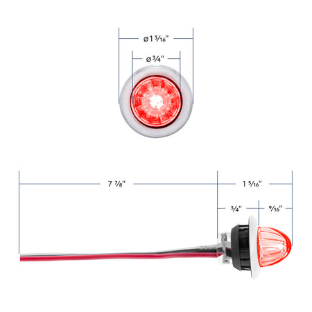 4 LED Dual Function 3/4" Mini Watermelon Clearance/Marker Light - Amber, Red, Blue or White LEDs (Clear Lens) - Berube's Truck Accessories