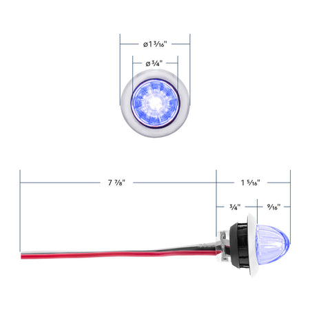 4 LED Dual Function 3/4" Mini Watermelon Clearance/Marker Light - Amber, Red, Blue or White LEDs (Clear Lens) - Berube's Truck Accessories