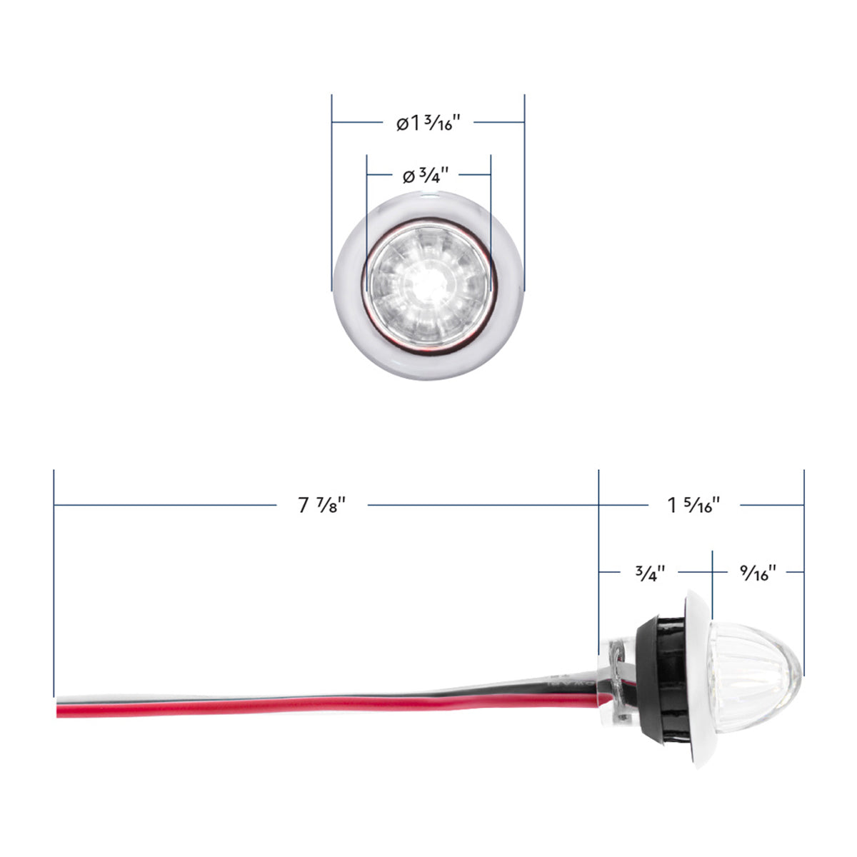 4 LED Dual Function 3/4" Mini Watermelon Clearance/Marker Light - Amber, Red, Blue or White LEDs (Clear Lens) - Berube's Truck Accessories