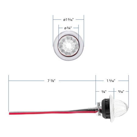 4 LED Dual Function 3/4" Mini Watermelon Clearance/Marker Light - Amber, Red, Blue or White LEDs (Clear Lens) - Berube's Truck Accessories