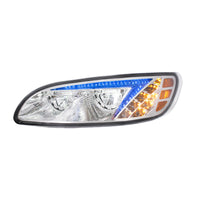 Chrome or Black LED Headlight With Color Changing Position Light Bar For Peterbilt 386 (2005-2015) & 387 (199-2010) (Driver or Passenger Side)