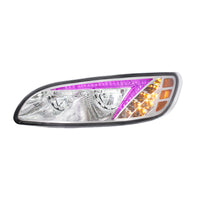 Chrome or Black LED Headlight With Color Changing Position Light Bar For Peterbilt 386 (2005-2015) & 387 (199-2010) (Driver or Passenger Side)