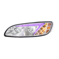 Chrome or Black LED Headlight With Color Changing Position Light Bar For Peterbilt 386 (2005-2015) & 387 (199-2010) (Driver or Passenger Side)