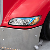 Chrome or Black LED Headlight With Color Changing Position Light Bar For Peterbilt 386 (2005-2015) & 387 (199-2010) (Driver or Passenger Side)